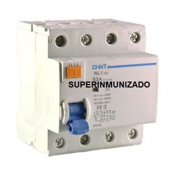 Interruptor diferencial SuperInmunizado de 4 Polos x 63 A x 30 mA de  sensibilidad